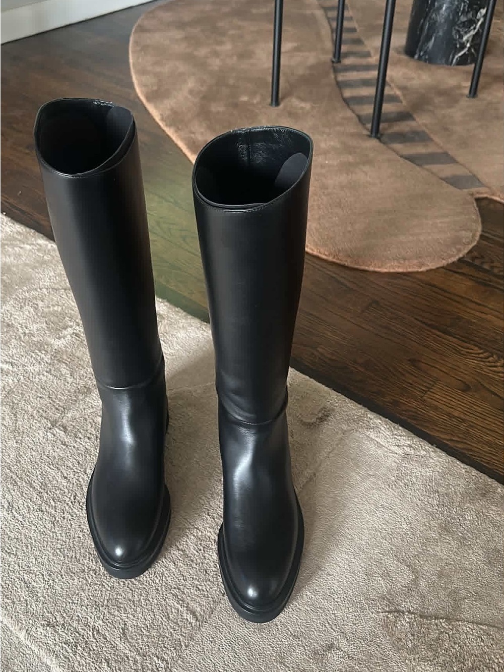 KHAITE Black Leather Knee-High Riding Boots - Picture 3 of 4